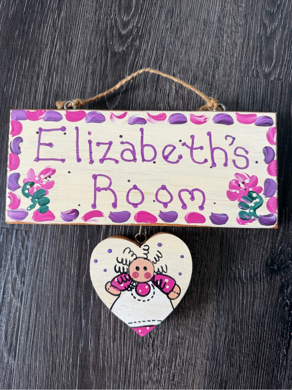 Personalized Pink and Purple 'Elizabeth's Room' Wall Sign
